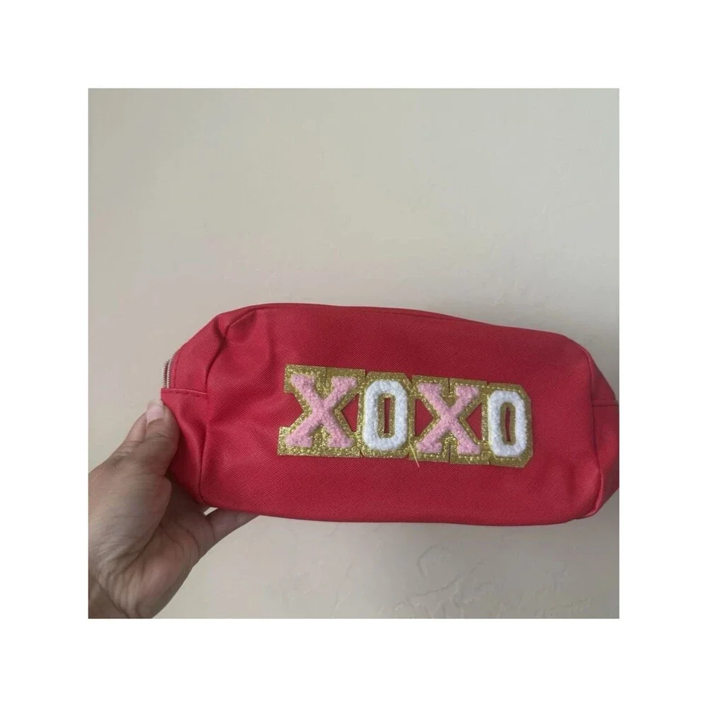 4/$25 Red XOXO Embellished Cosmetic Pouch bag travel small 3d gift her gifts A7